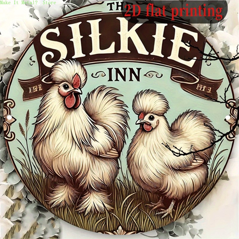 Wine Tag Label - Vintage The Silkie Inn Yuvarlak Teneke